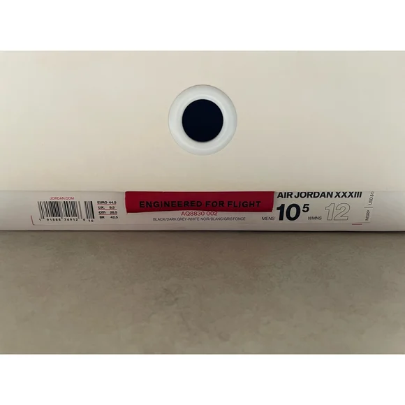 Men's Air Jordan XXXIII Basketball Shoes Size 10.5 Black/Grey - Picture 4 of 5